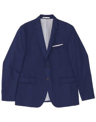 Zara Herren 2 Knopf Blazer Sakko EU 54 XL Blau Viskose CV03