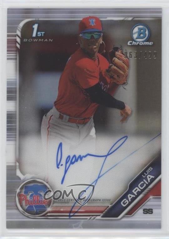 2019 Bowman Chrome Prospects Auto Refractor 363/499 Luis Garcia #CPA-LG