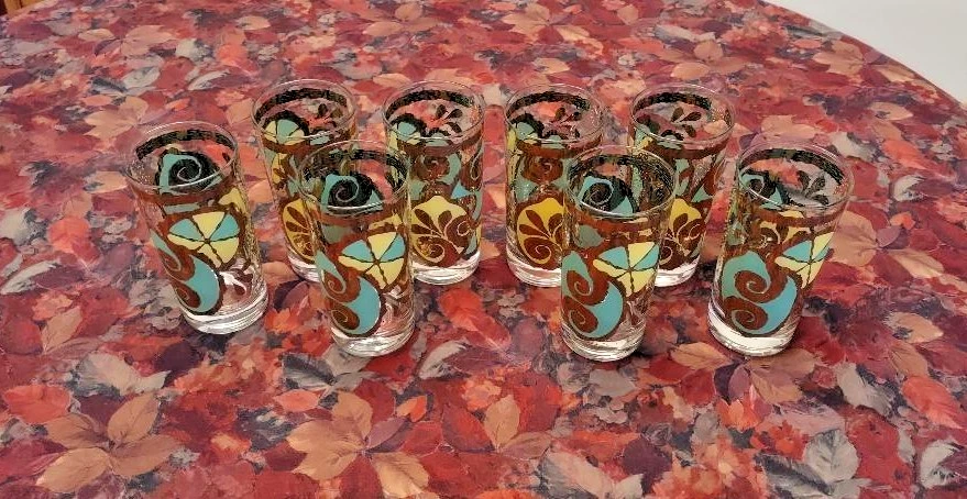 Ocho vasos modernos de mediados de siglo 22k Georges Briard limón y lima Highball - Raros Foto 2 de 4