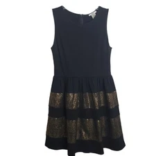 Bar III Women's Sleeveless Fit & Flare Dress with Gold Detailing Size Large