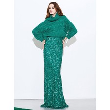 Alice + Olivia Charity Sequin Gown Skirt long maxi emerald green Size 6