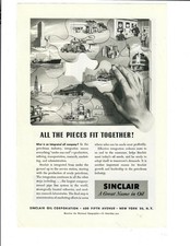1952 Sinclair Print Ad A Great Name In Oil Fitting Puzzle Pieces Oil/Gas Company