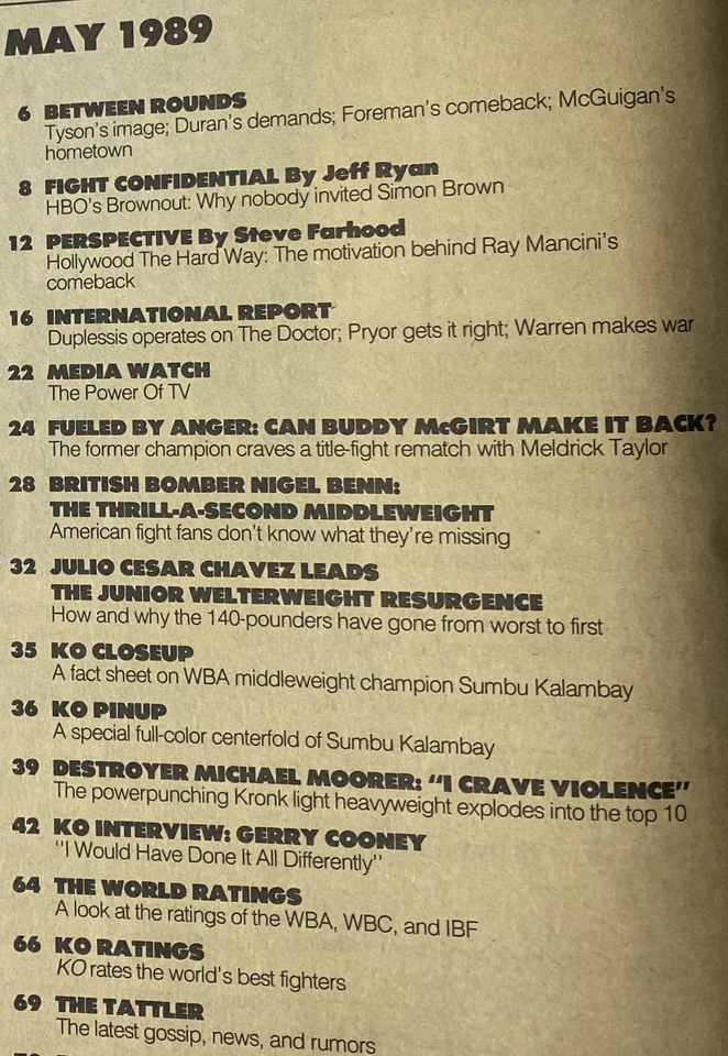KO Boxing Magazine May 1989 Julio Cesar Chavez w Pinup No Label VG - Image 2 of 3