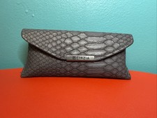 Cinzia Gray Sunglasses Eyeglasses Case Flip Top Magnetic Faux Crocodile   