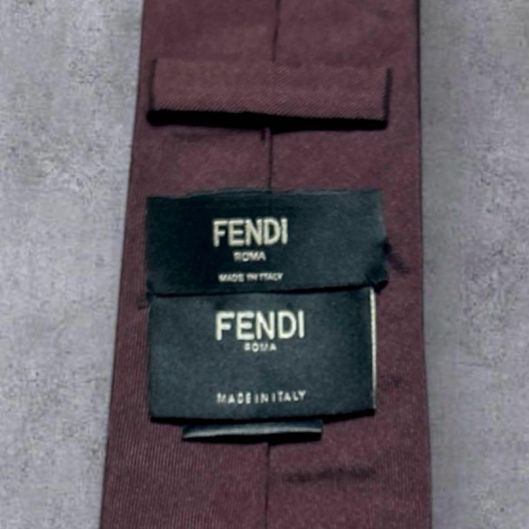 FENDI Men's Silk Neck Tie Bolt Design Glossy Monster Decor Used thumbnail 6