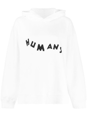 MM6 MAISON MARGIELA HUMANS PRINT OVERSIZED HOODIE OFF WHITE SIZE S ''NWT''