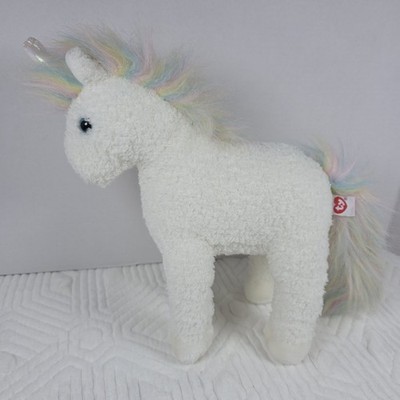 Ty Beanie Buddies Unicorn Plush White with Rainbow Pastel Mane ''Sparkles'' 1996