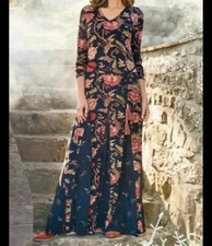 Soft Surroundings Prestwick Black Floral Dress Women's Small Mermaid Hem Gored
