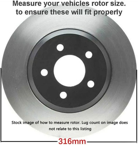Detroit Axle 316mm Front Rotors + Ceramic Brake Pads for 2003 2004 2005 2 - Picture 8 of 9