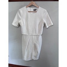 ASOS White Textured Honeycomb Mini Dress Short Sleeve Tulip Skirt Size 6