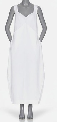 Khaite Women's White Kenith Folded Poplin Dress Size 6