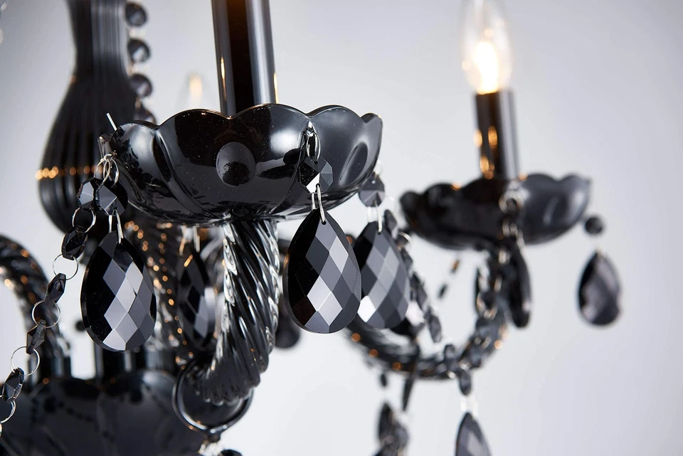 Lámpara de araña Saint Mossi moderna de cristal K9, araña negra con 5 luces E12 B... Foto 4 de 4