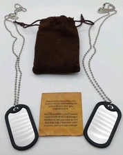 2 Dog Tag Necklaces Pendant Military Army Style I.D. Tags 24" Ball Chain Unisex