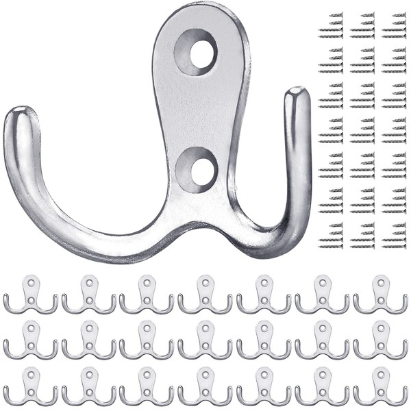 Kleiderhaken Wand Garderobenhaken Doppelhaken Silber Metall Vintage 20 StüCk-image