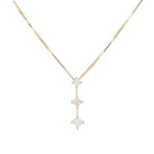 .37ctw Princess Diamond Bar Pendant on Adjustable 16" Necklace 14k Yellow Gold