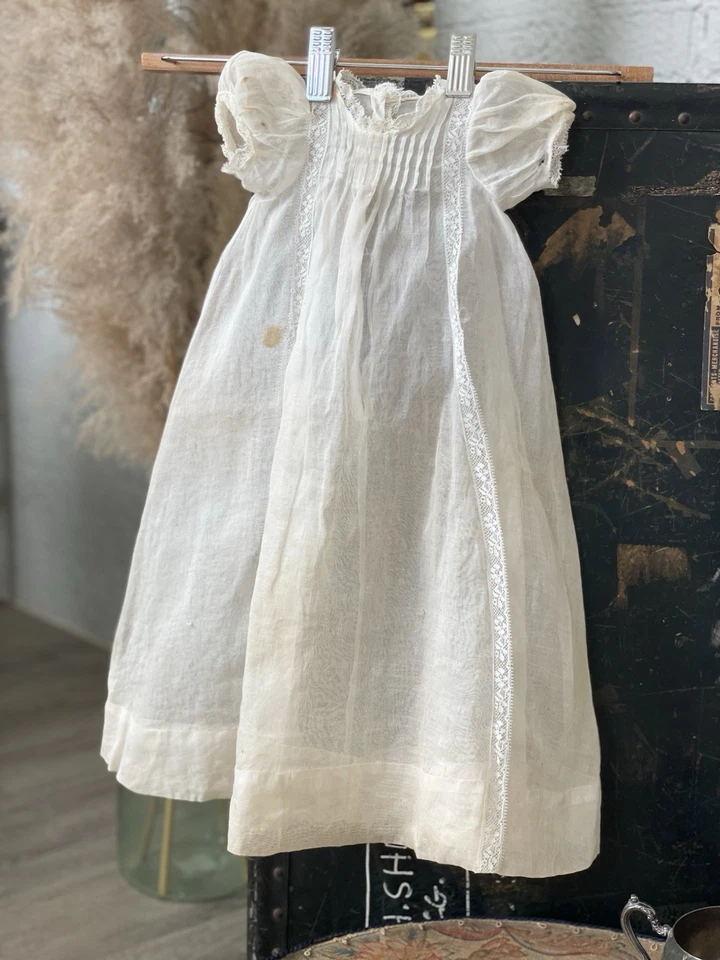 Antiguo vestido de seda bebé 1920 buenas condiciones 1-2 años Foto 2 de 4