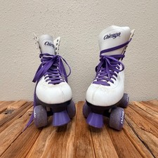 Chicago White Purple Laces Quad Roller Skates Women US 7 EUR 38