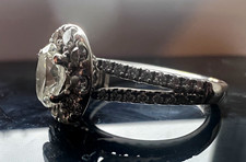 PNINA TORNAI 1-1/8ct Natural Diamond Engagement Ring 14K White Gold Oval Halo