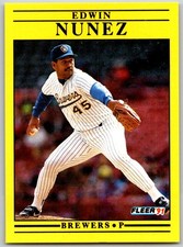 ⚾ 1991 Fleer Update #U-32 Edwin Nunez Milwaukee Brewers
