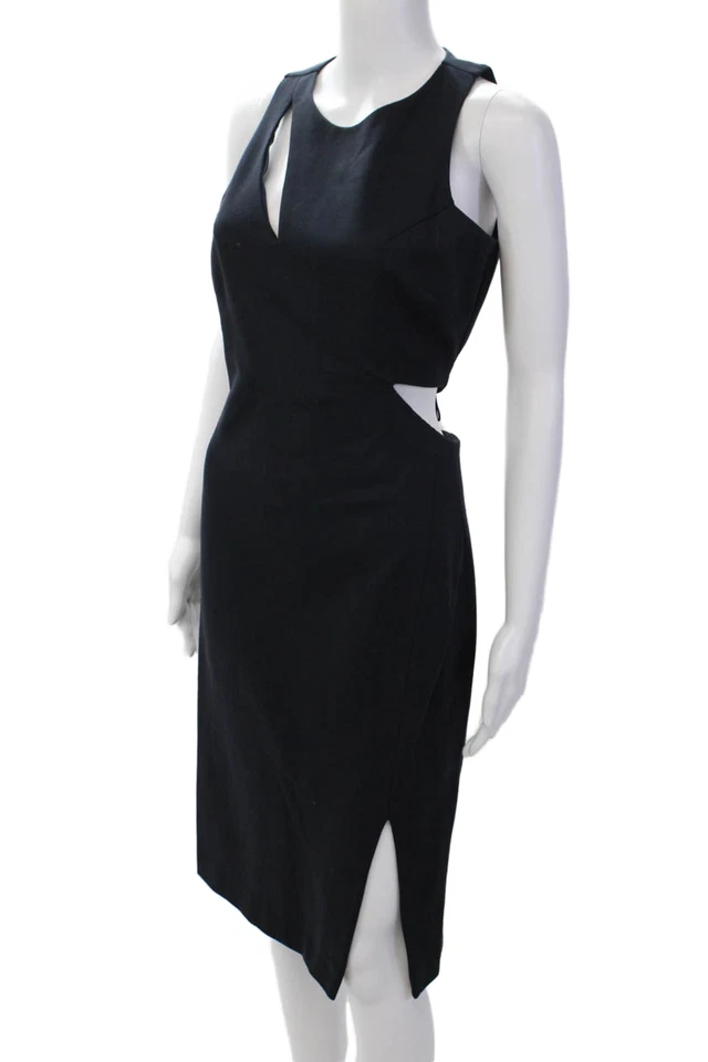 N Nicholas Womens Back Zip Crew Neck Cut Out Sheath Dress Navy Blue Size 6 Foto 2 de 4