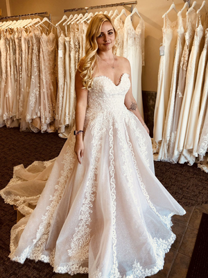 floral tea length cocktail dresses A-Line/Princess Off-the-Shoulder Tea-Length Sleeveless Lace Embroidery Satin Formal Dresses, Pink Finish:silver Square Back Details straps:Strapless Wedding Dresses & Gowns