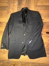 Hart Schaffner Marx Mens 41R Wool Sport Coat Blazer USA Black Silvertone Metal