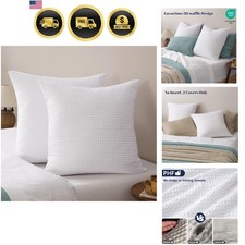 Ultra Soft Waffle Weave Euro Shams Pillow Covers, No Filling, 2 Pack 26" x 26...