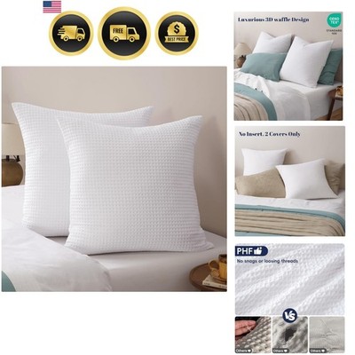 Ultra Soft Waffle Weave Euro Shams Pillow Covers, No Filling, 2 Pack 26'' x 26...