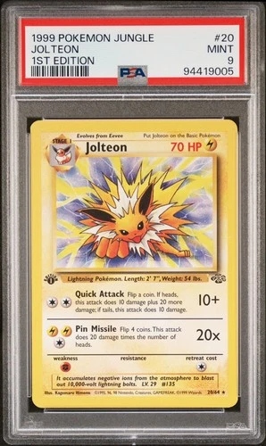 1999 POKEMON JUNGLE FIRST EDITION 1ST #20 JOLTEON PSA 9