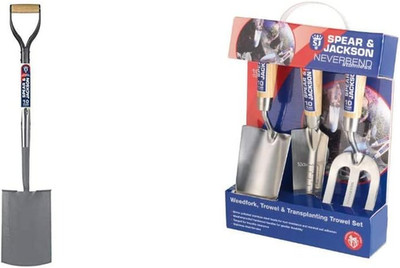 Neverbend Professional Treaded Digging Spade 1071AL & Neverbend Stainless Hand T