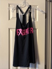 Ideology Breast Cancer Awareness Black Fighter Tank Top Size XL