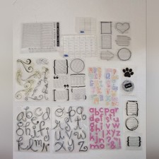 Clear Stamp Sets Lot Letters Journaling, Blocks, Paw Print, Swirls