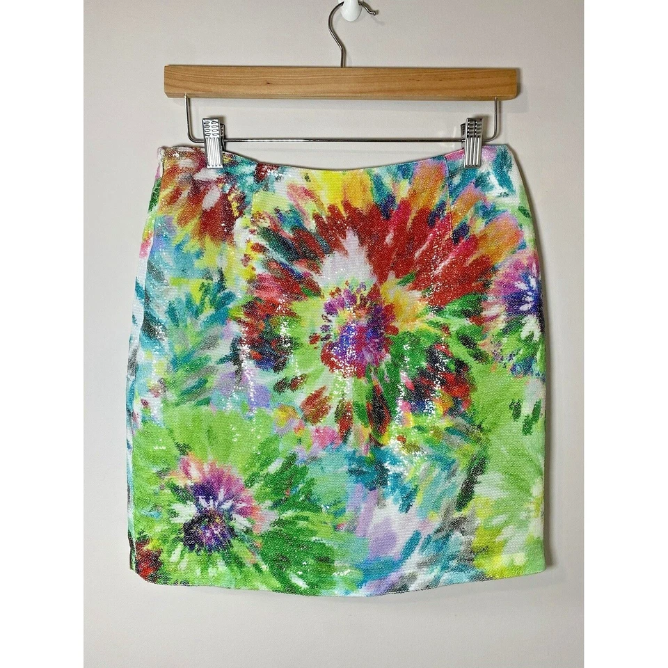 Cluny блестки мини женщин размер 4 цветочный цветочный юбка стороны молнии с подкладкой резинке - Изображение 4 из 4