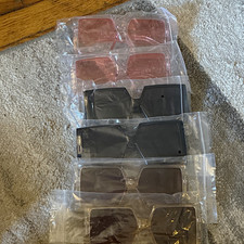 Women  s Large Square Sunglasses Lot, Multicolor Plastic Frames, Tinted Lenses