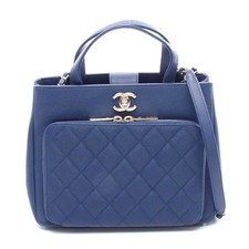 Chanel Leather Shoulder Bag Women Blue One Size