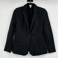 J Crew Ponte Work Blazer Black Ponte Knit Single Button Jacket Womens Size 4