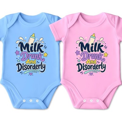Milk Drunk And Disorderly Baby Body weiche Baumwolle Kurzarm lustig Neugeborene