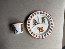 Tiffany Co. Alphabet Bears Porcelain Child's Set Mug Plate 1994 Japan