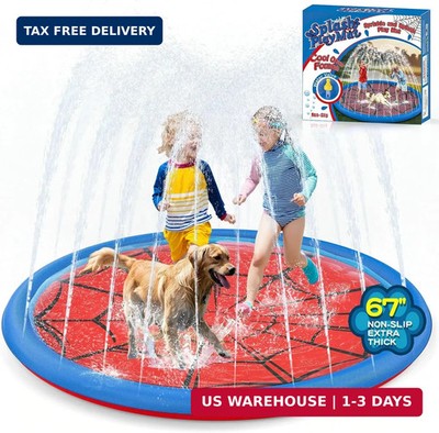 Non Slip Splash Pad for Kids and Dogs, 67'' Extra Large Splash Pad Outdoor Sprin