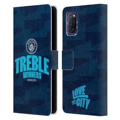MAN CITY FC 2023 TREBLE WINNERS LEATHER BOOK WALLET CASE COVER FOR OPPO PHONES