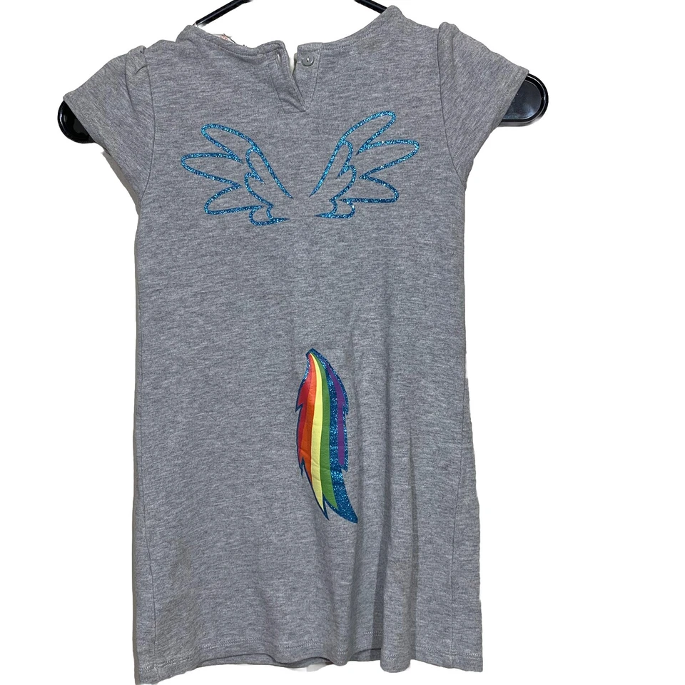 H&M My Little Pony Rainbow Dash Dress Girls Size 4-6Y Gray Short Sleeve Hasbro - Image 4 of 4