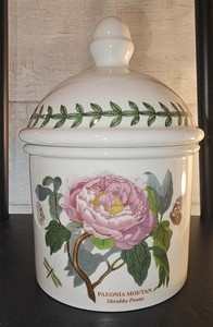 Portmeirion The Botanical Garden White and Pink Peony Floral Bath Jar Canister