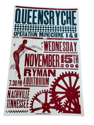 QueensRyche ''Operation MindCrime I & II'' - RARE! Hatch Print from the Ryman!