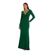 Women's Ieena for Mac Duggal Green Long Sleeve Gown Size 4