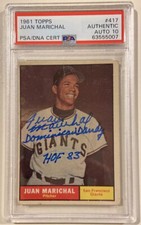 1961 Topps Juan Marichal HOF Signed Rookie Baseball Card Certified PSA/DNA 10