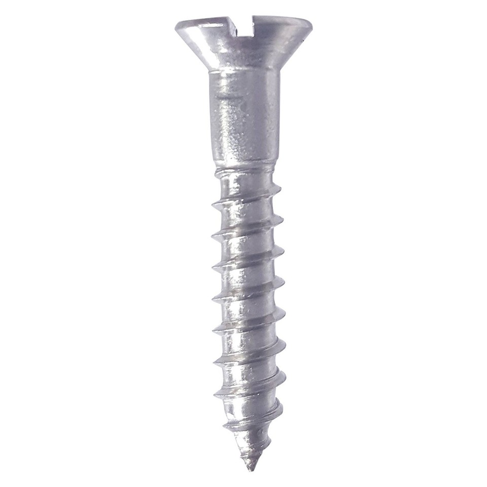 100 Viti Per Legno In Acciaio Inox Testa Piana E Intaglio Dritto #10 X 1 Pollice Fastenere