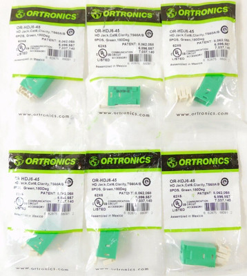 CAT6 Clarity High Density Jack T568A/B Green HDJ6-45 Ortronics - QUANTITY OF 6