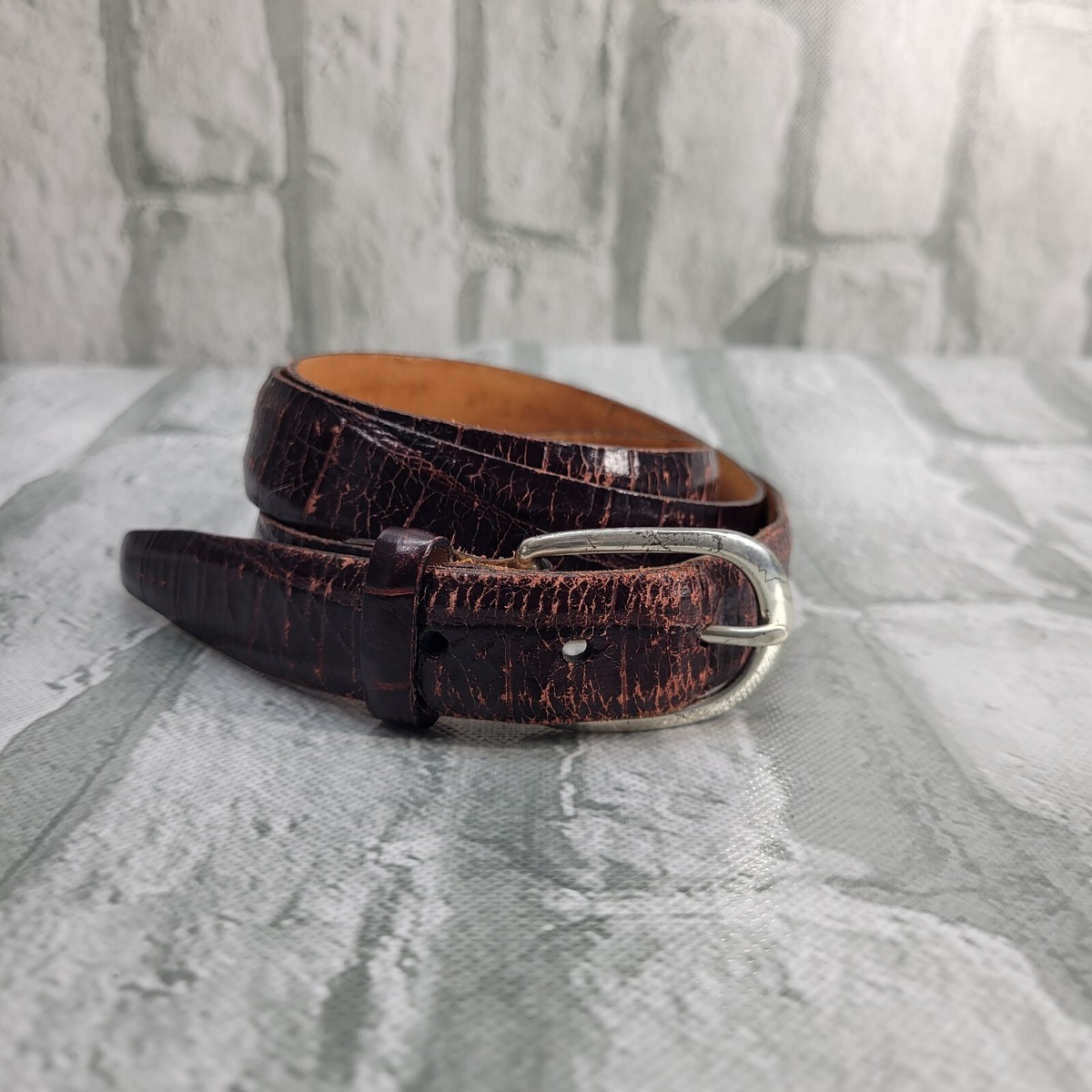 Martin Digman Men’s Crocodile leather skin belt Carson South American Crocodile Belt - Saddle Tan | Martin  main image 3