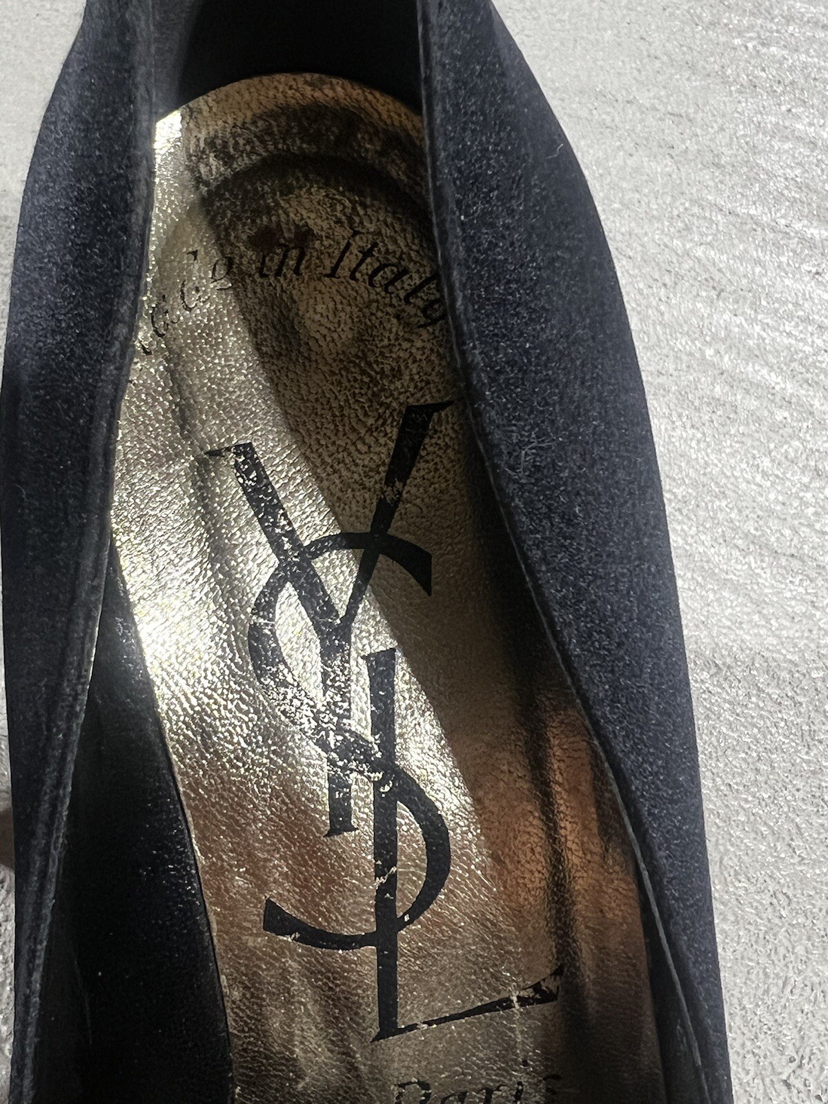 SAINT LAURENT Scarpe VINTAGE YSL 6 Nere Satinato Vero Cuoio Made In Italy Vintage