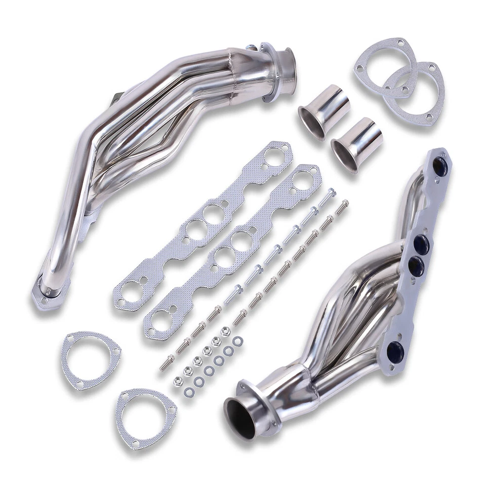 Cabezales de acero inoxidable pulido para Chevy GMC C/K 1500/2500/3500 5,0 L 1988-1997 Foto 3 de 4